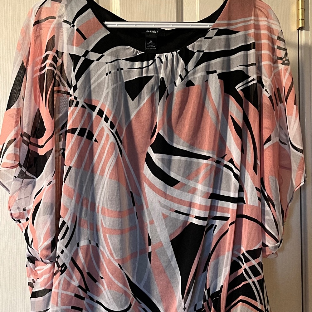 Alfani Medium Pink, Black, and White Top